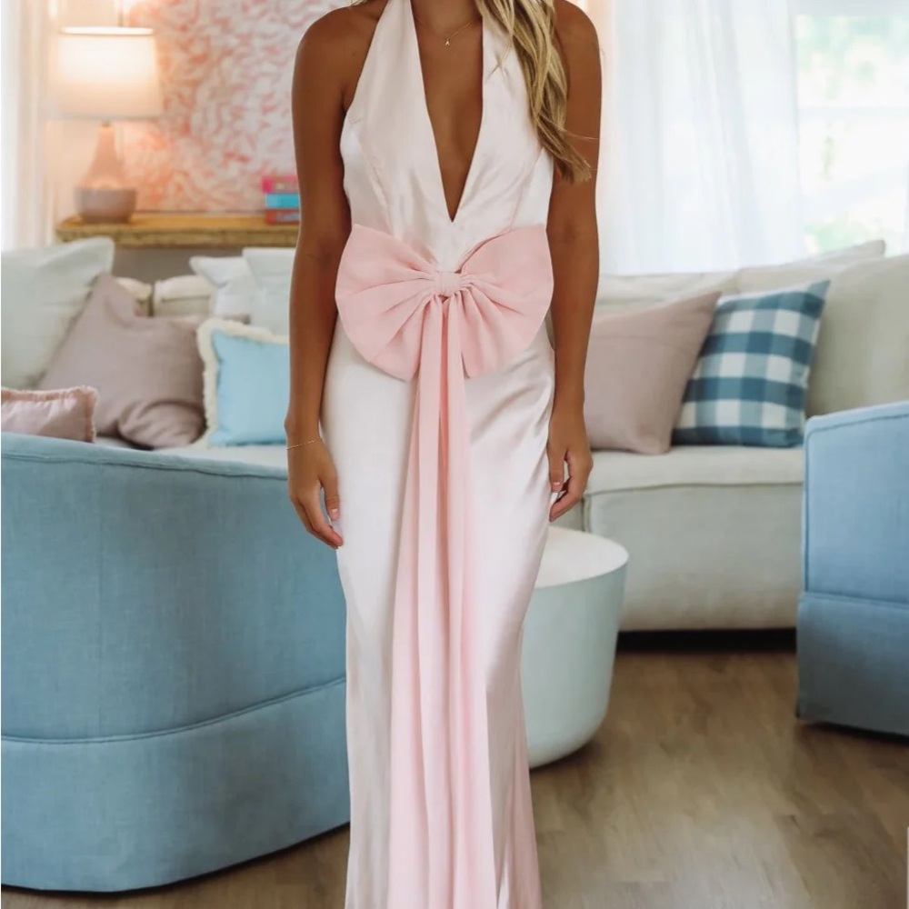 Hazel & Olive Darling Bow Maxi Dress in Pink